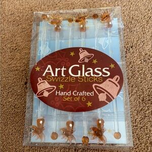 New Art Glass Handcrafted Holiday Swizzle Sticks -